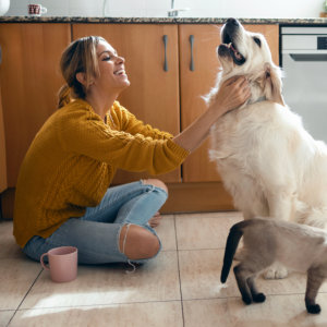 woman with her dog